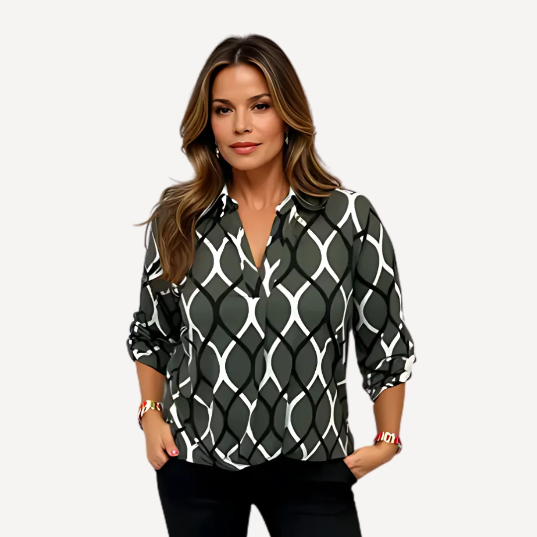 Norevana | Blusa Casual con Mangas Largas y Estampado Elegante