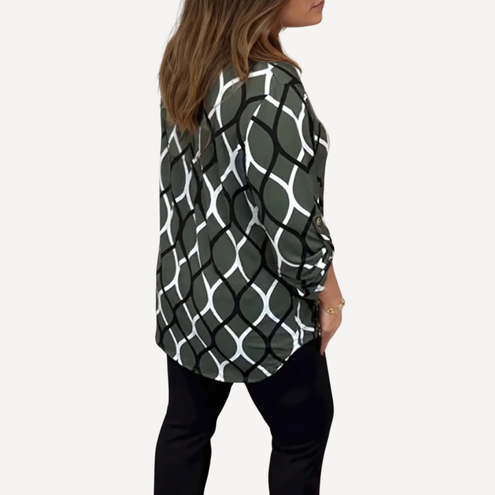 Norevana | Blusa Casual con Mangas Largas y Estampado Elegante