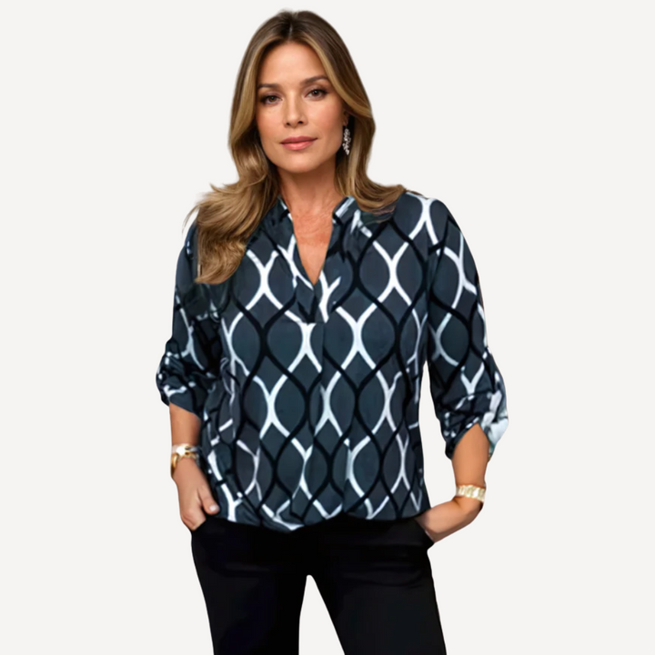 Norevana | Blusa Casual con Mangas Largas y Estampado Elegante