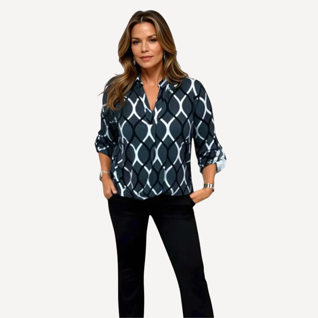 Norevana | Blusa Casual con Mangas Largas y Estampado Elegante