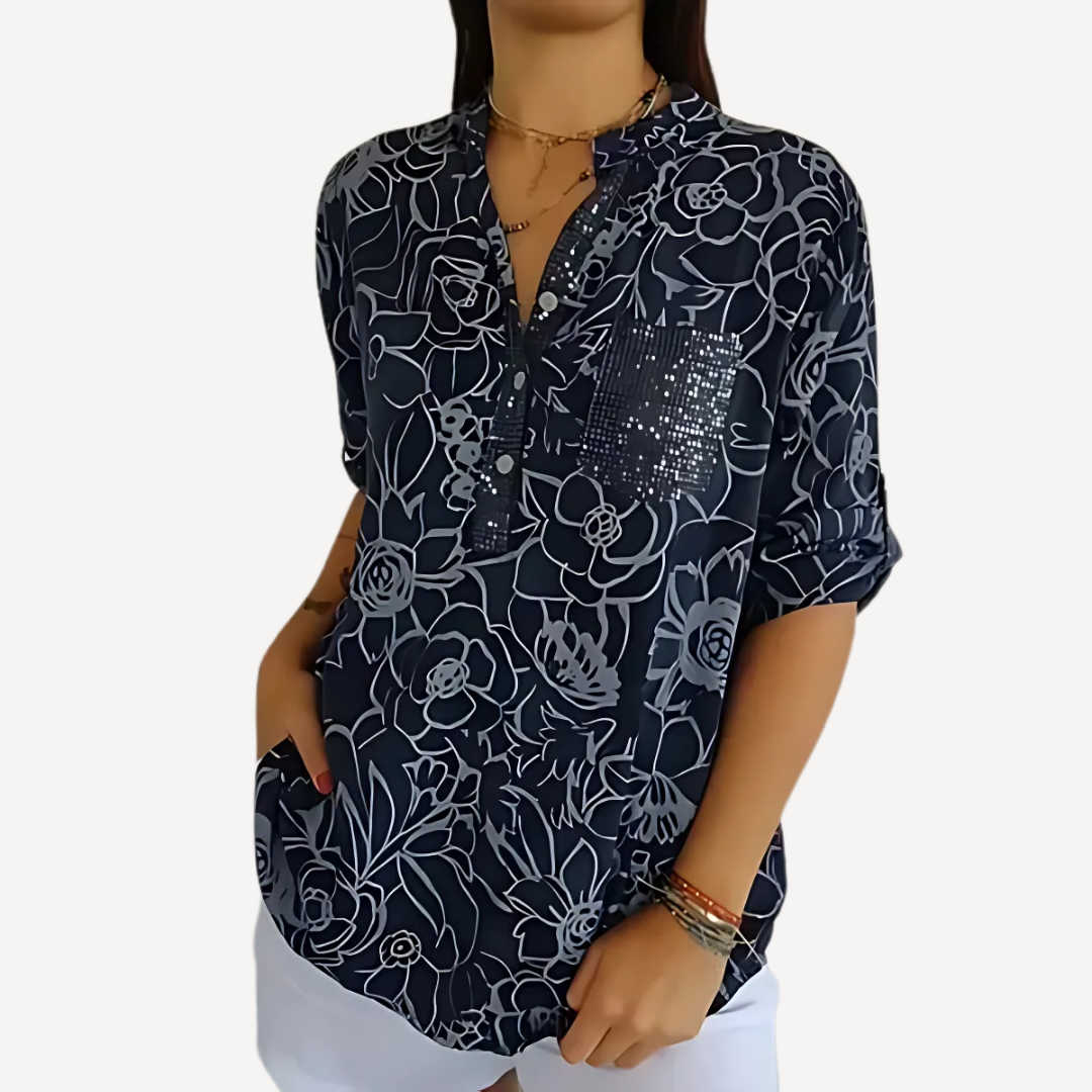 Norevana | Olga™ - Blusa Estampada con Botones