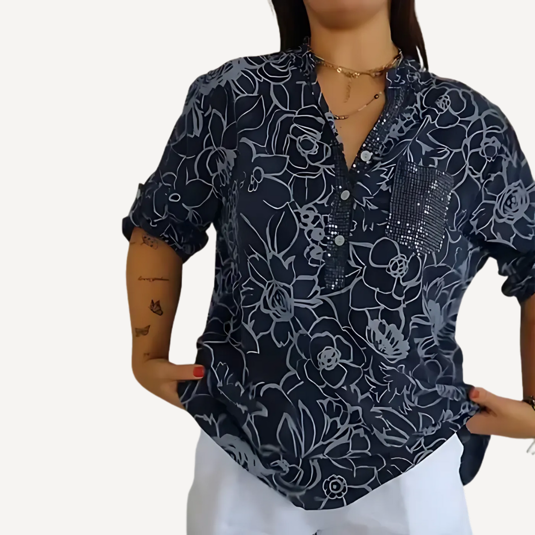 Norevana | Olga™ - Blusa Estampada con Botones