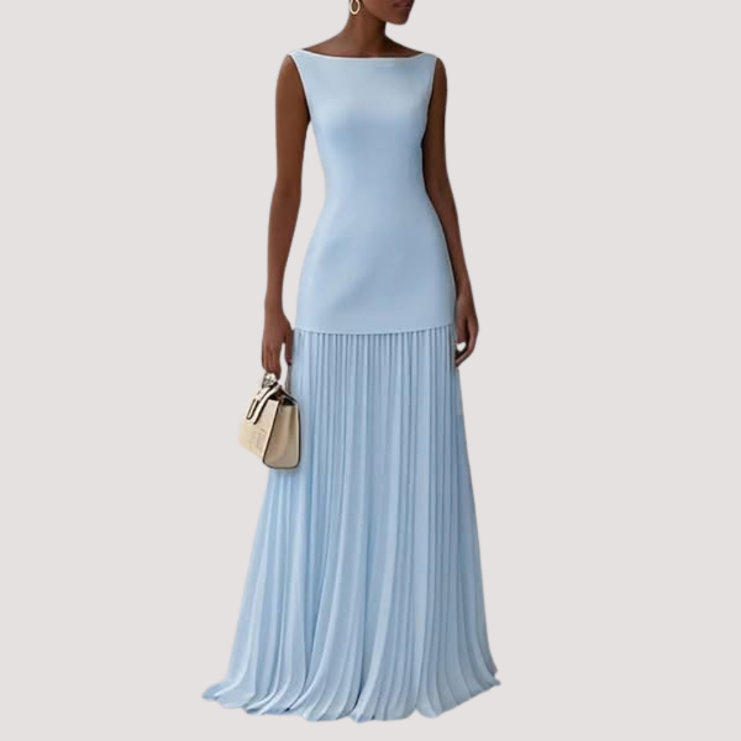 Norevana  | Lucrecia™ - Vestido Largo Plisado sin Mangas