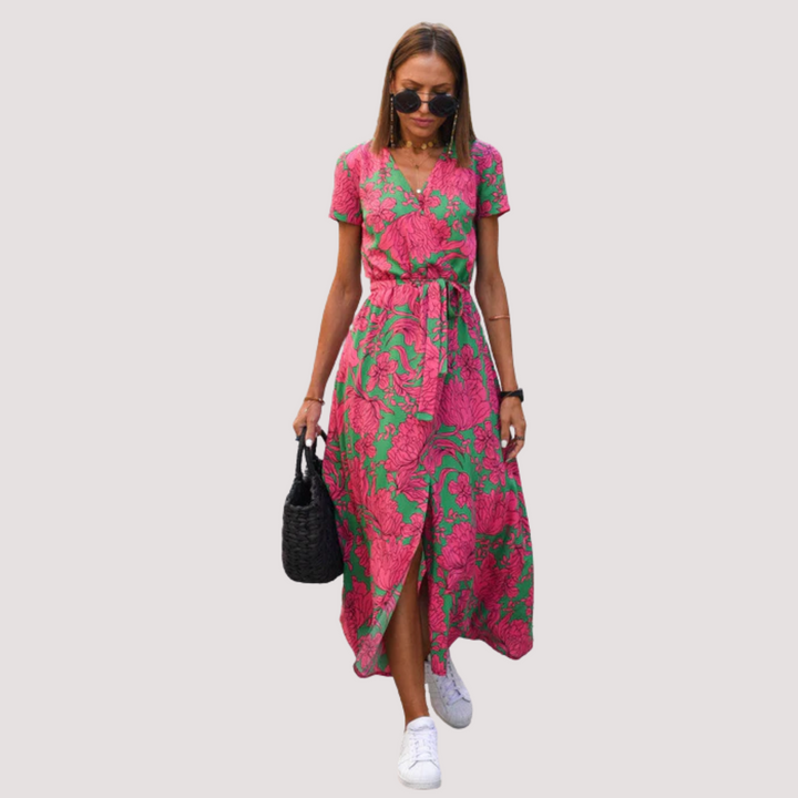 Norevana | Aina™ - Vestido Midi Cruzado Floral