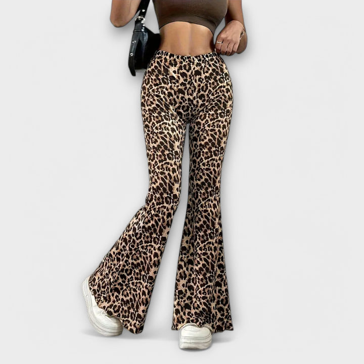 Norevana - Pantalón Bootcut de Leopardo