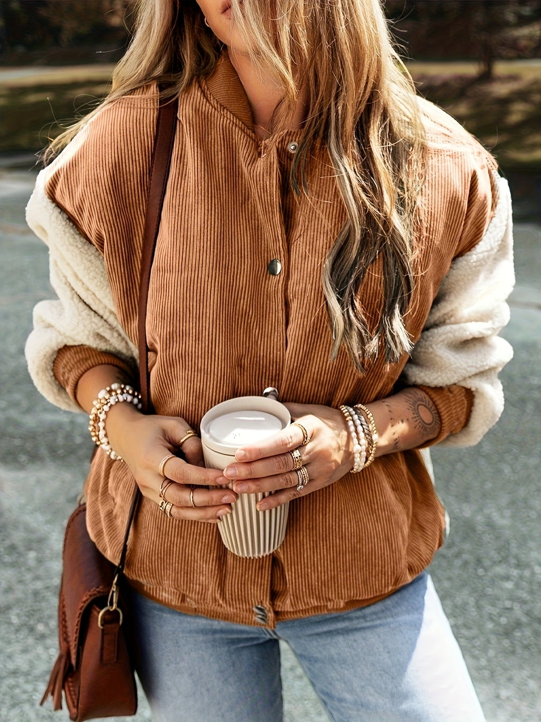 Briela™ Chaqueta Elegante de Otoño con Cuello Beisbolero y Bloques de Color