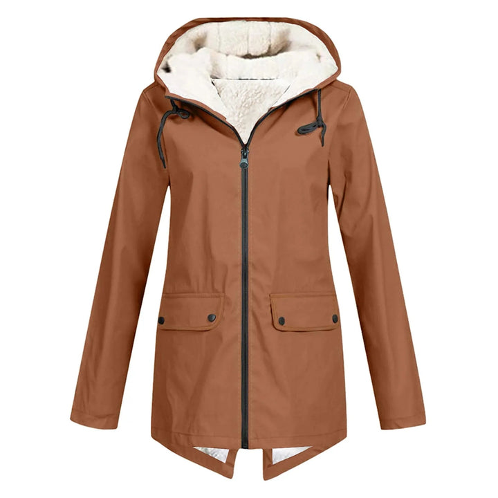 Chaqueta impermeable para mujer con capucha y forro polar