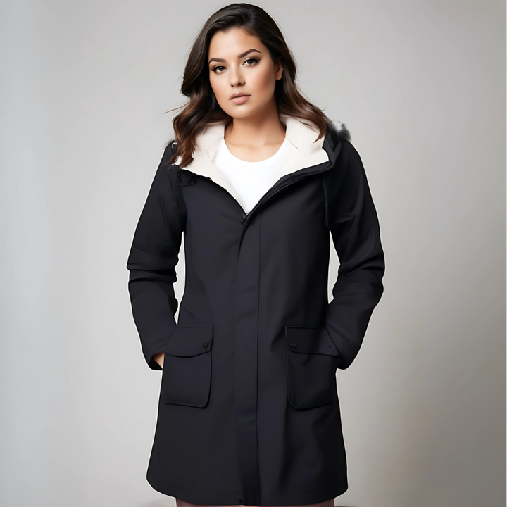 Chaqueta impermeable para mujer con capucha y forro polar