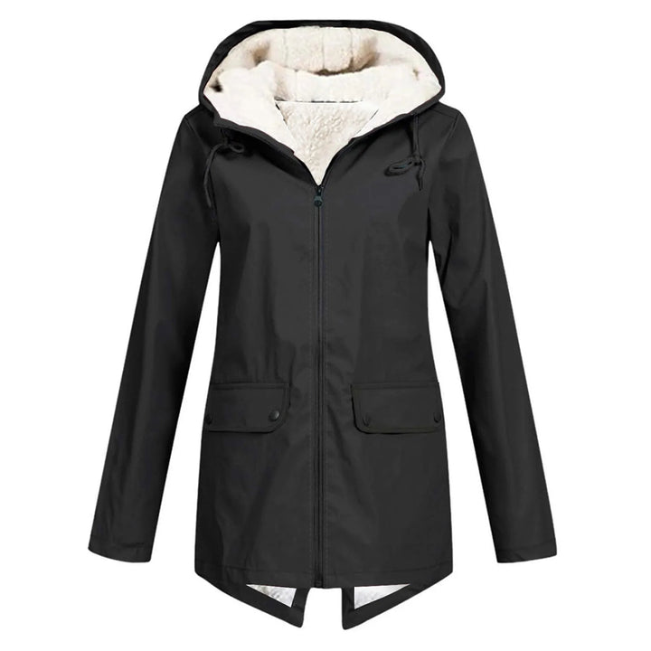 Chaqueta impermeable para mujer con capucha y forro polar