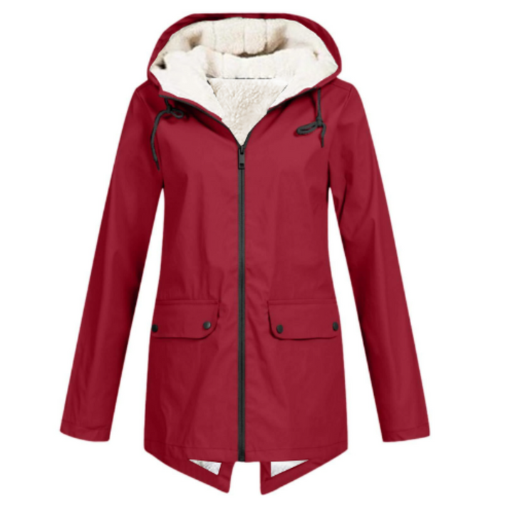 Chaqueta impermeable para mujer con capucha y forro polar