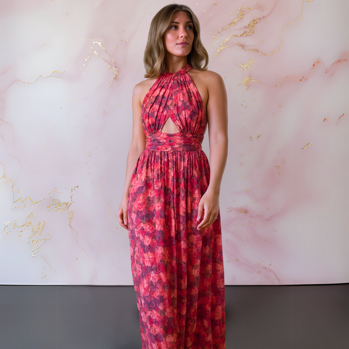Astrid™ – Elegant midikjole med blomsterdetaljer