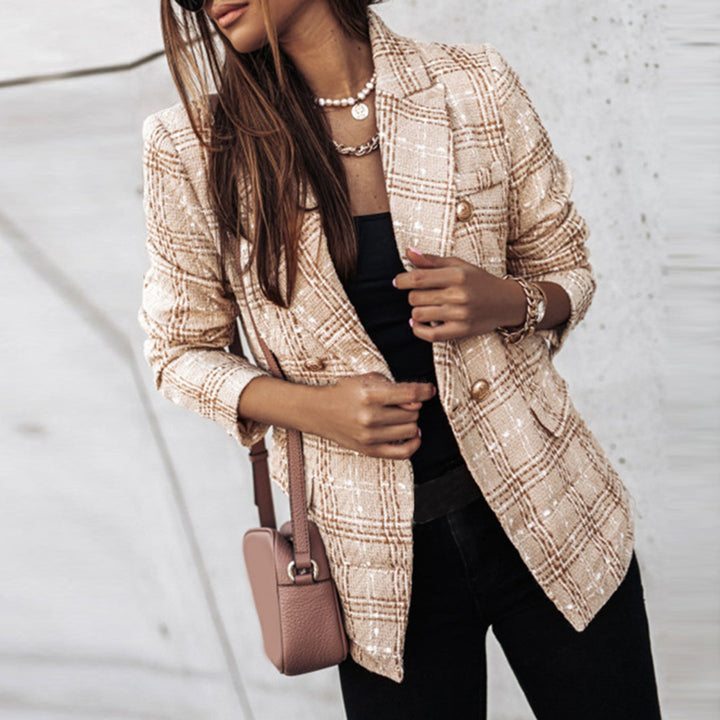 Catalina – Blazer elegante de tweed con doble botonadura