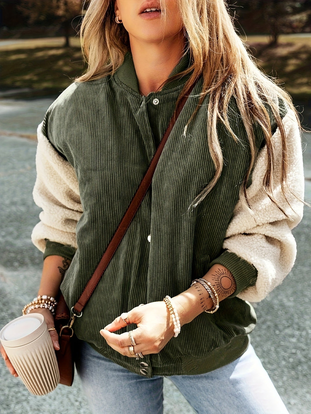 Briela™ Chaqueta Elegante de Otoño con Cuello Beisbolero y Bloques de Color