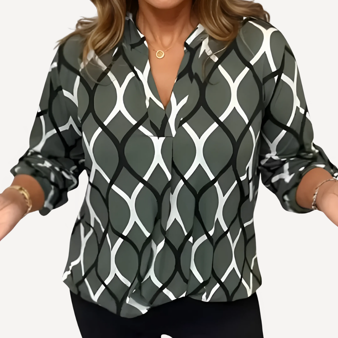 Norevana | Blusa Casual con Mangas Largas y Estampado Elegante