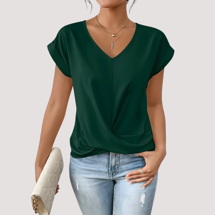 Norevana | Maia™ - Blusa  con Escote en V y Nudo Frontal