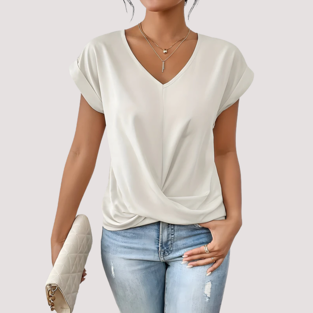 Norevana | Maia™ - Blusa  con Escote en V y Nudo Frontal