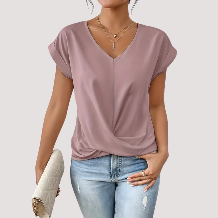 Norevana | Maia™ - Blusa  con Escote en V y Nudo Frontal