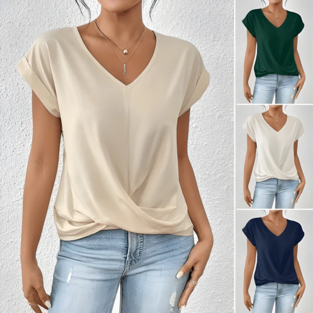 Norevana | Maia™ - Blusa  con Escote en V y Nudo Frontal