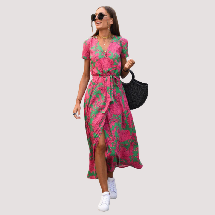 Norevana | Aina™ - Vestido Midi Cruzado Floral