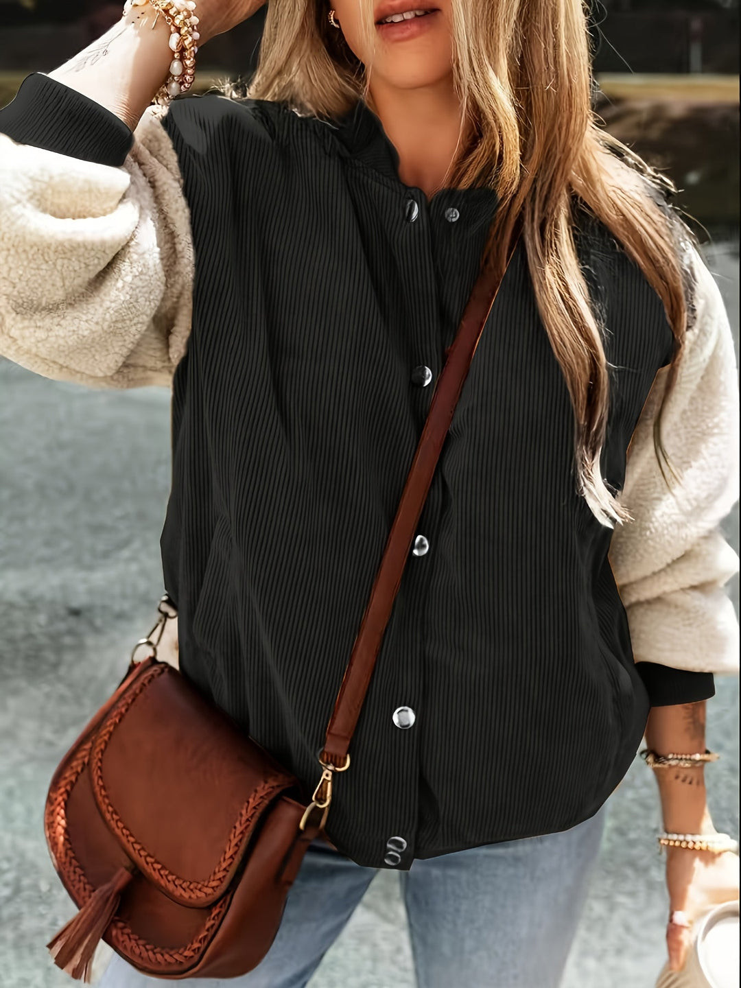 Briela™ Chaqueta Elegante de Otoño con Cuello Beisbolero y Bloques de Color