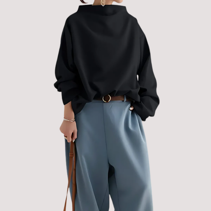 Norevana | Belén™ - Blusa de Punto Suave de Cuello Alto