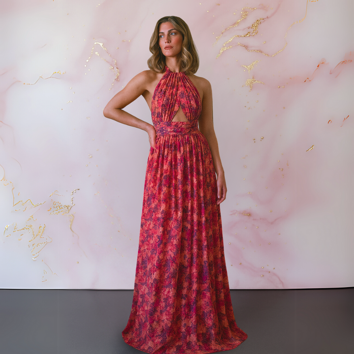 Astrid™ – Elegant midikjole med blomsterdetaljer