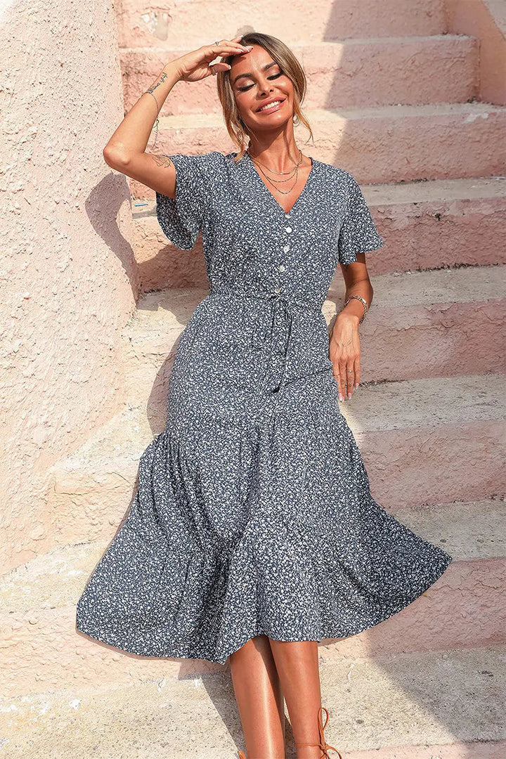 Freya | Bohemsk Maxi-kjole med V-hals