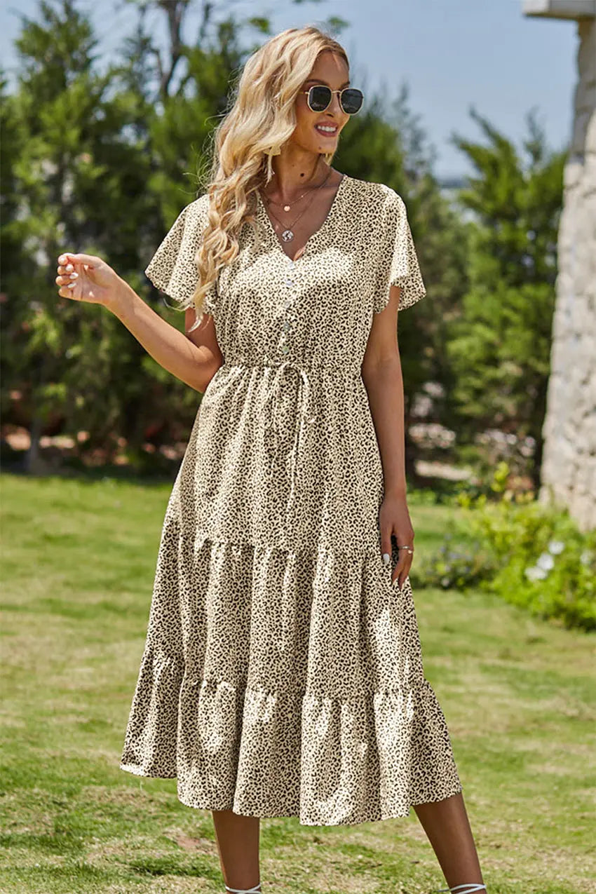 Freya | Bohemsk Maxi-kjole med V-hals