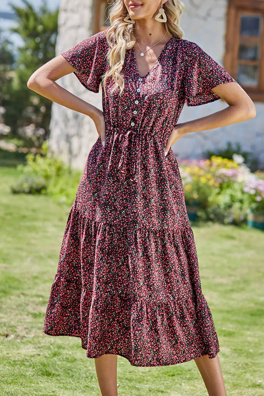 Freya | Bohemsk Maxi-kjole med V-hals