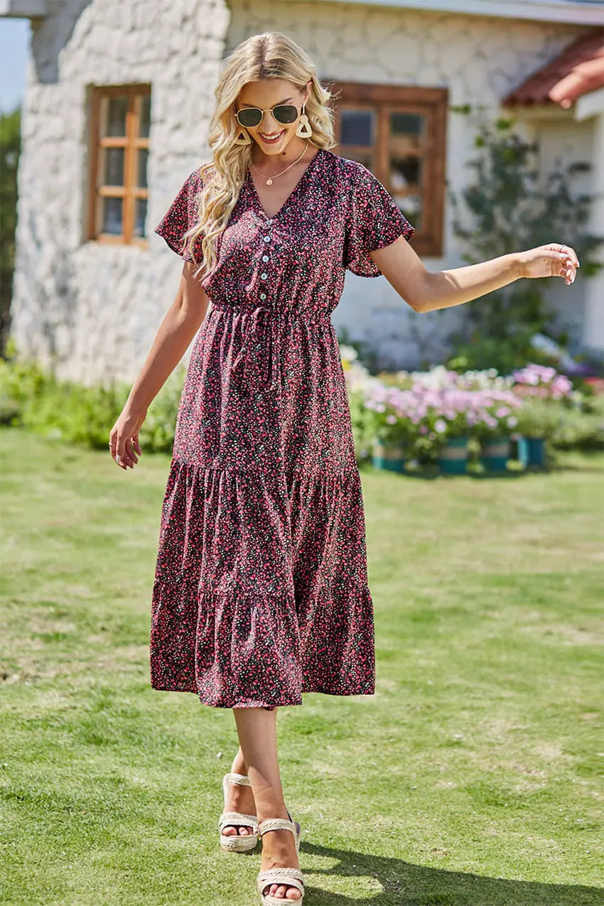Freya | Bohemsk Maxi-kjole med V-hals