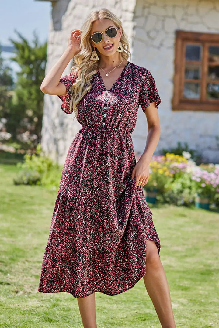 Freya | Bohemsk Maxi-kjole med V-hals