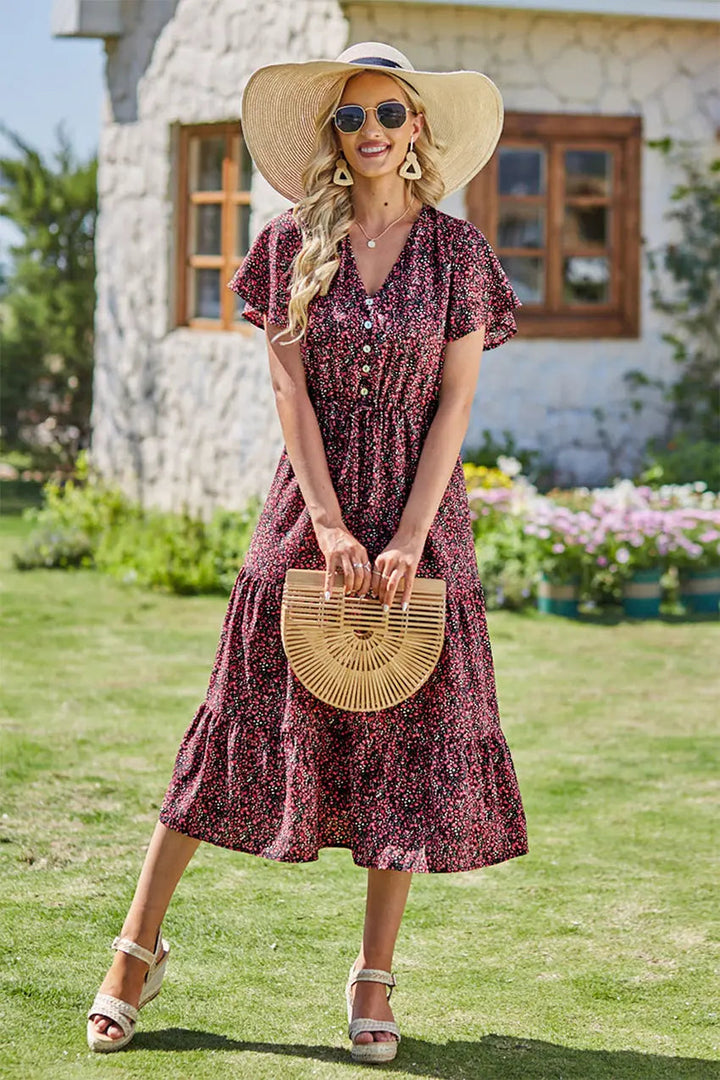 Freya | Bohemsk Maxi-kjole med V-hals