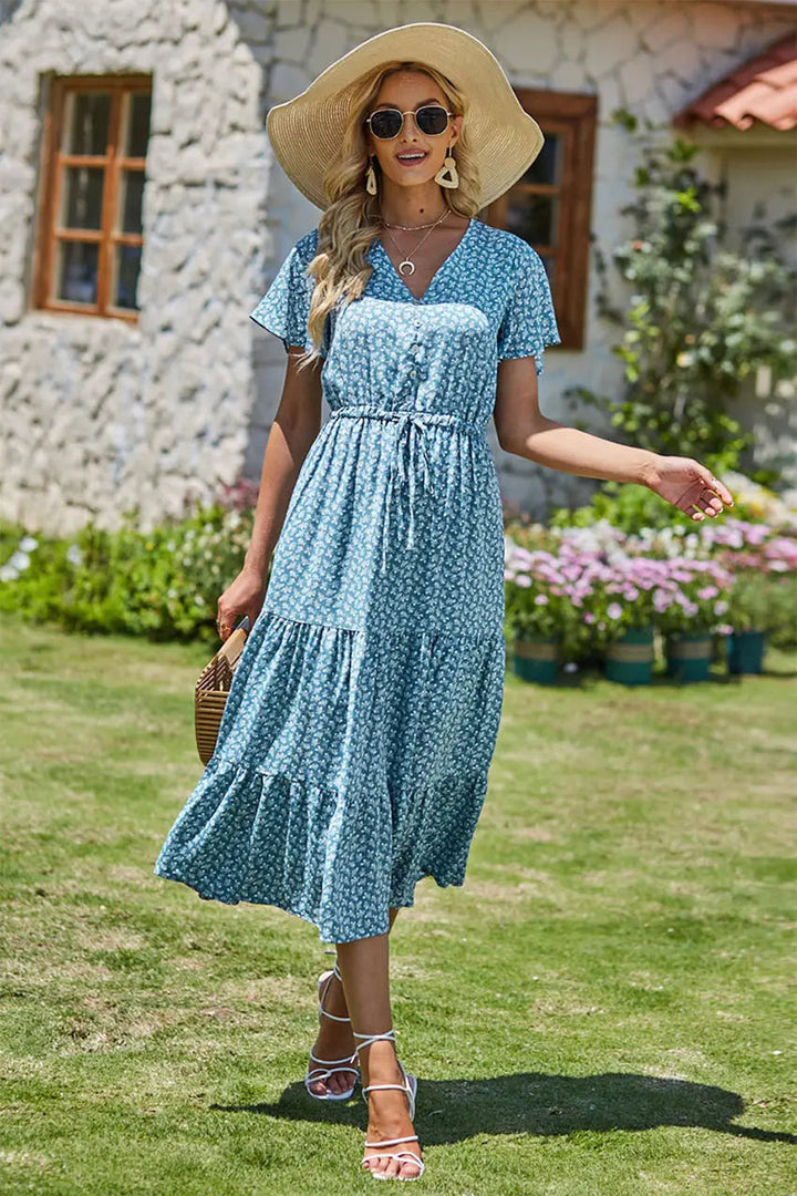 Freya | Bohemsk Maxi-kjole med V-hals