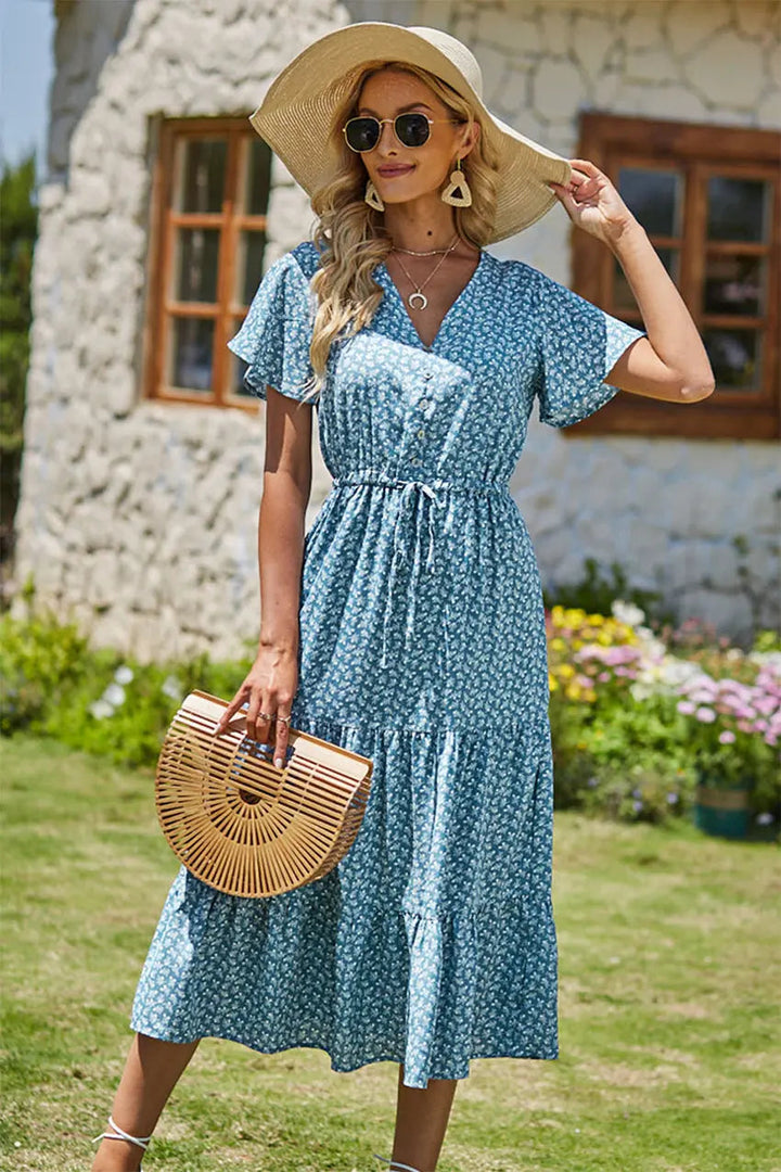Freya | Bohemsk Maxi-kjole med V-hals