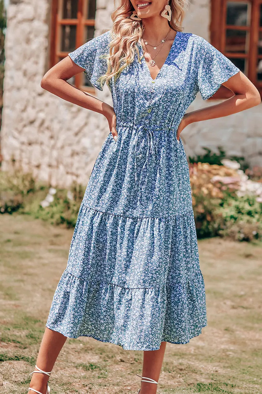 Freya | Bohemsk Maxi-kjole med V-hals