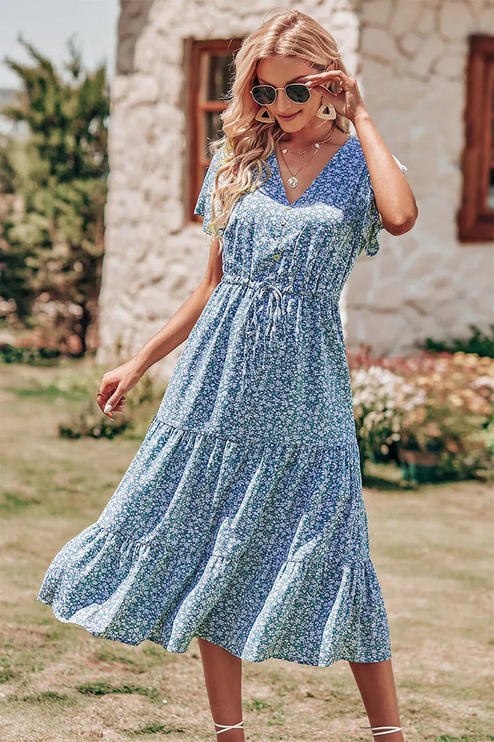 Freya | Bohemsk Maxi-kjole med V-hals