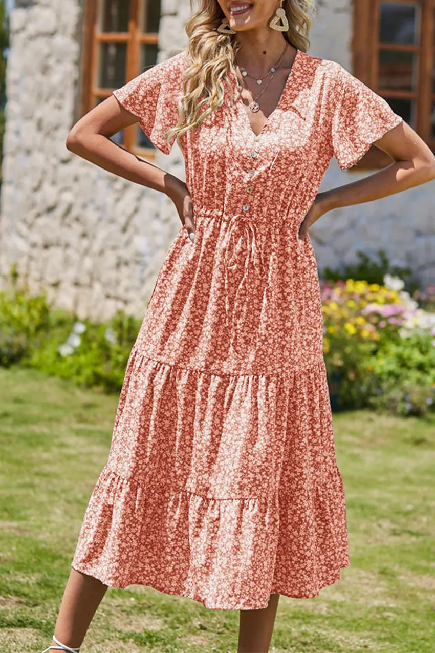 Freya | Bohemsk Maxi-kjole med V-hals