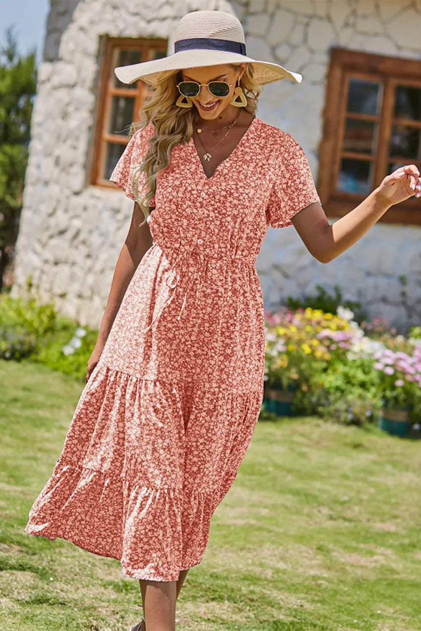 Freya | Bohemsk Maxi-kjole med V-hals