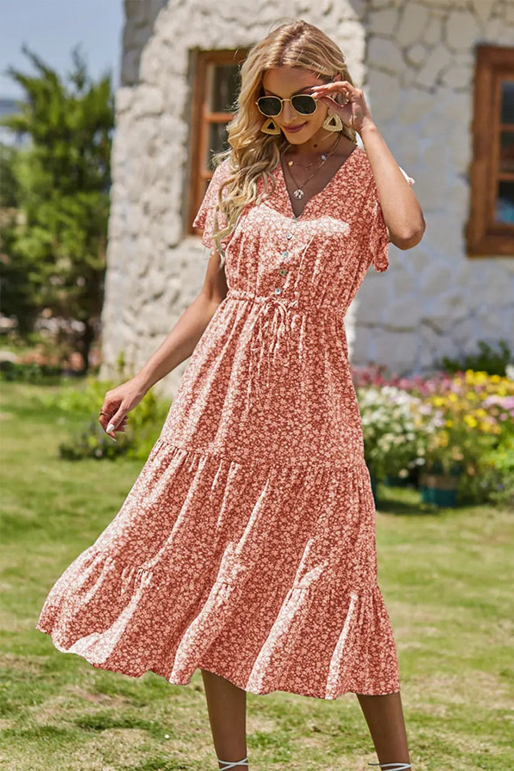 Freya | Bohemsk Maxi-kjole med V-hals
