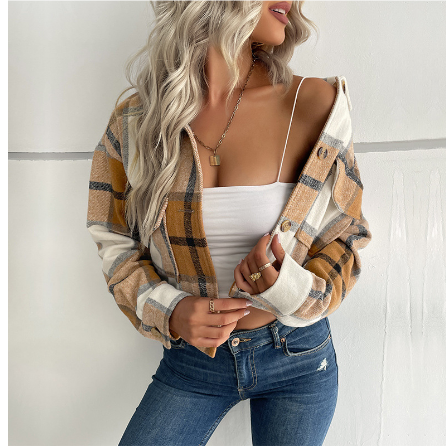 Jayden | Stijlvolle Croppped Geruite Jas