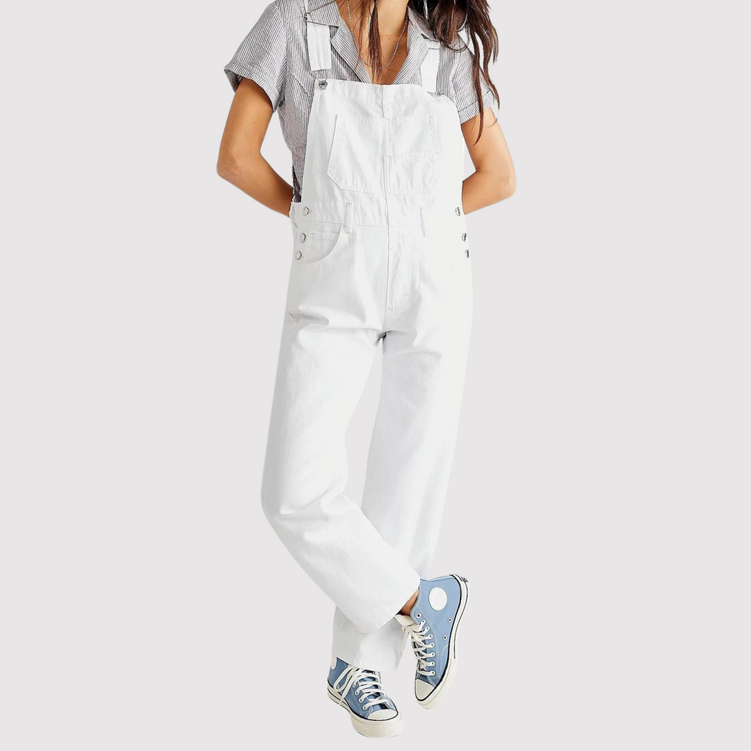 Norevana - Pantalón ancho con piernas anchas, mono de denim