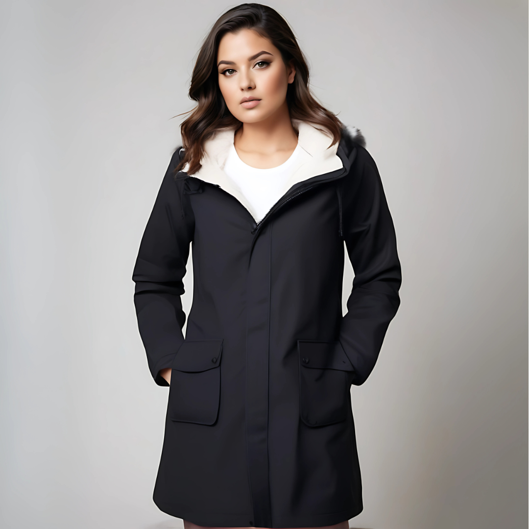 Chaqueta impermeable para mujer con capucha y forro polar