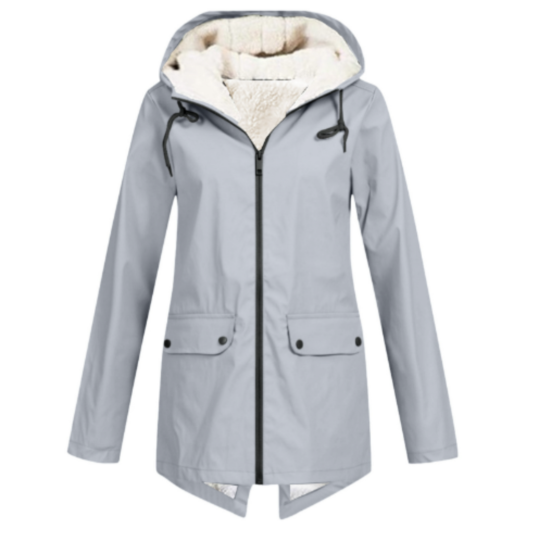 Chaqueta impermeable para mujer con capucha y forro polar