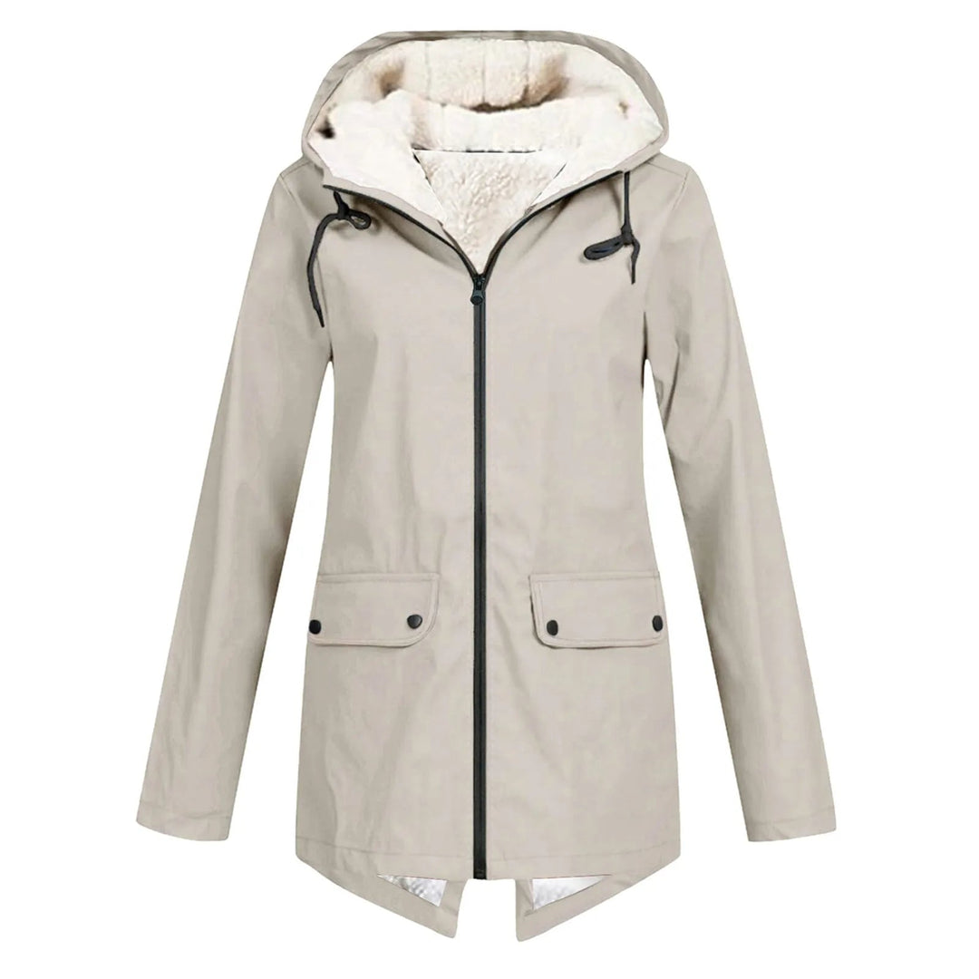 Chaqueta impermeable para mujer con capucha y forro polar