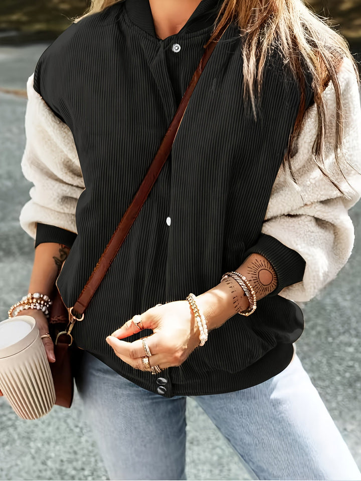 Briela™ Chaqueta Elegante de Otoño con Cuello Beisbolero y Bloques de Color