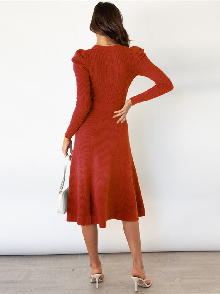 Alva™ | Elegant strikket midikjole