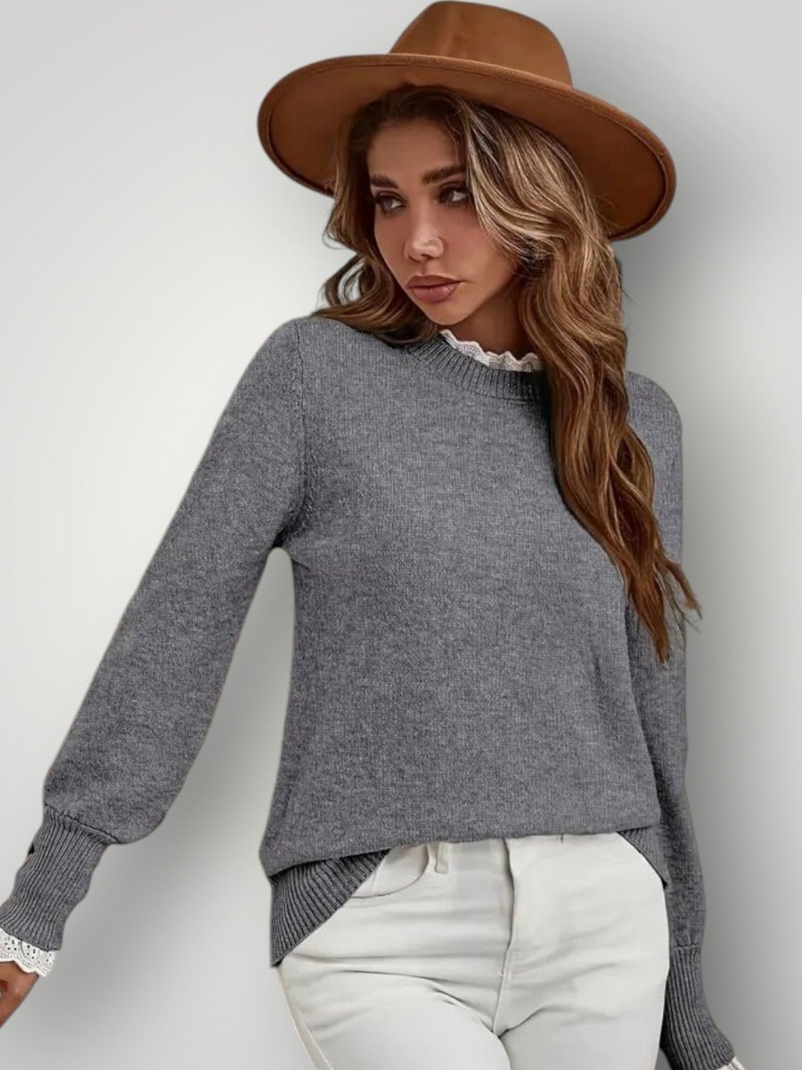 LOVISE | LACE RUFFLE GENSER - Nordic Boutique & Co.