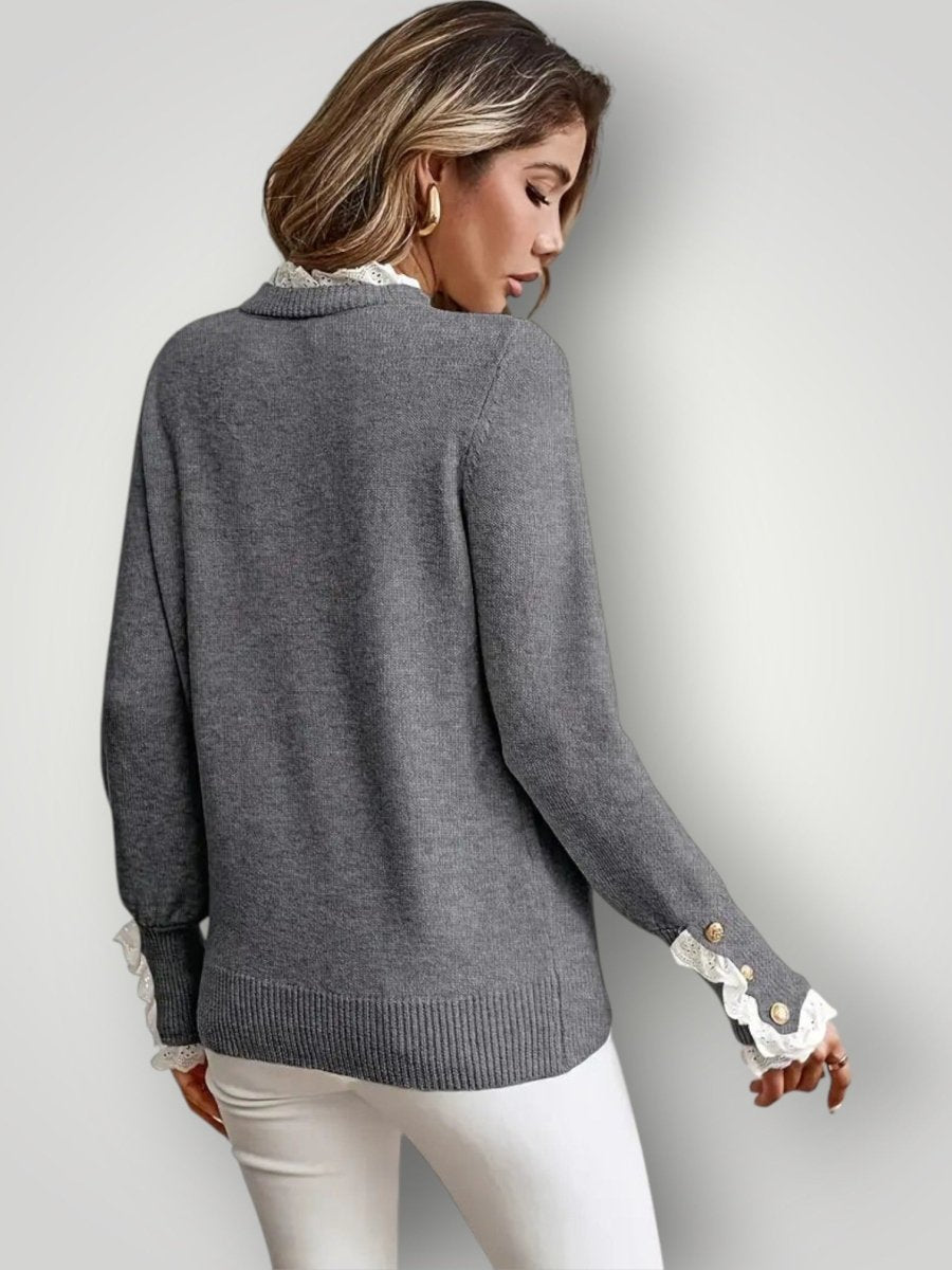 LOVISE | LACE RUFFLE GENSER - Nordic Boutique & Co.