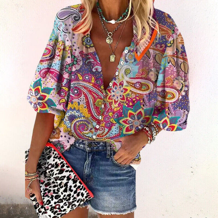 Marisol – Blusa Boho Chic con Estampado Floral